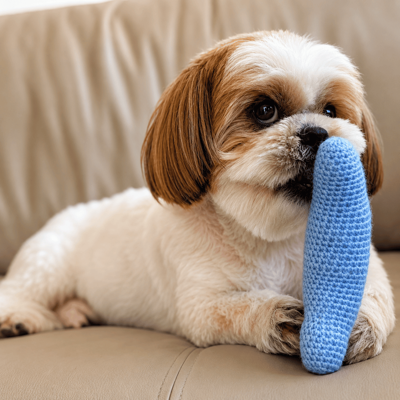 Knotty Bite Knitted Bone Toy