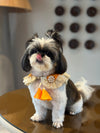 The Petal Ruffle Bandana - Vibrant Orange & Gold Festive Pet Cape