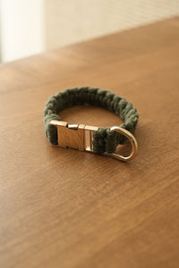 Olive Handmade Pet Collar – Premium Woven Collar with Gold-Tone Hardware