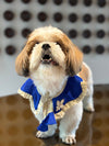 The Petal Ruffle Bandana - Vibrant Blue & Gold Festive Pet Cape