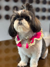 The Petal Ruffle Bandana - Vibrant Magenta Designer Pet Collar & Cape