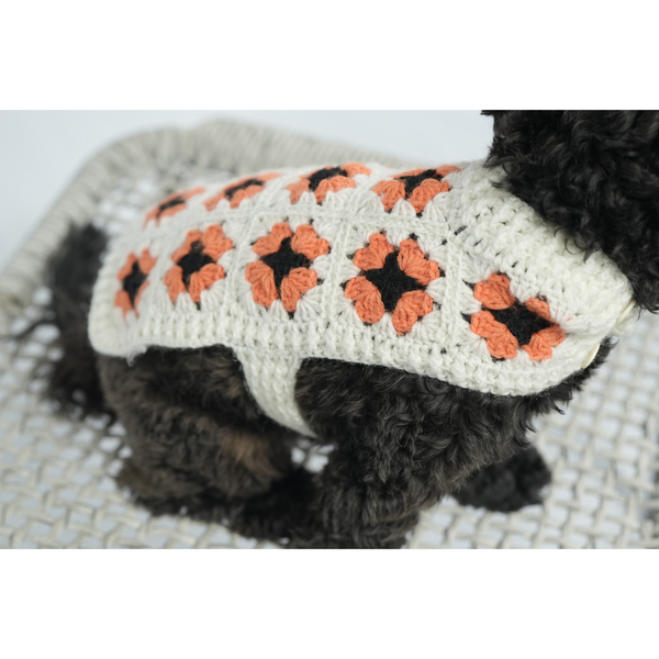 Knitted orange floral sweater