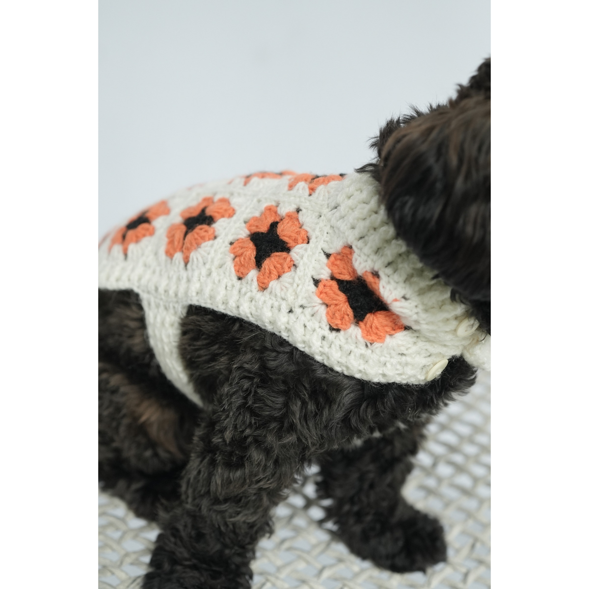 Knitted orange floral sweater