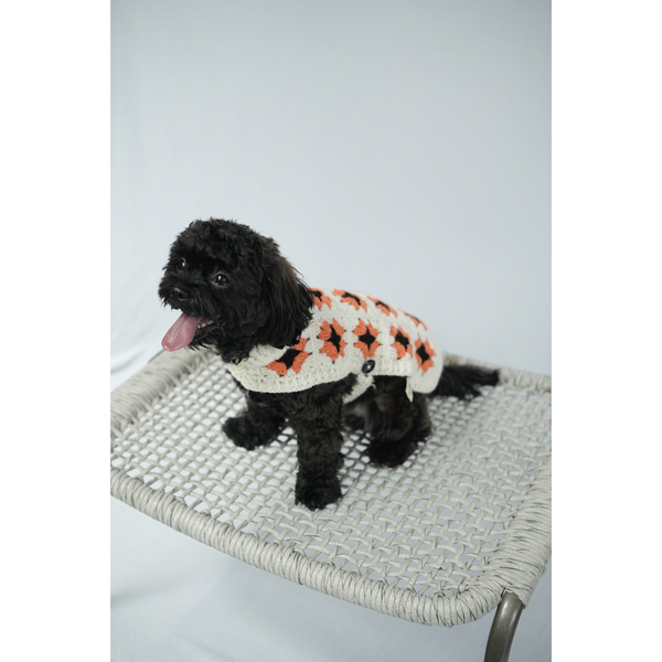 Knitted orange floral sweater